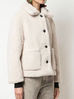 APPARIS Charlotte Sherpa Faux Shearling Teddy Coat Jacket Sz Medium Ivory